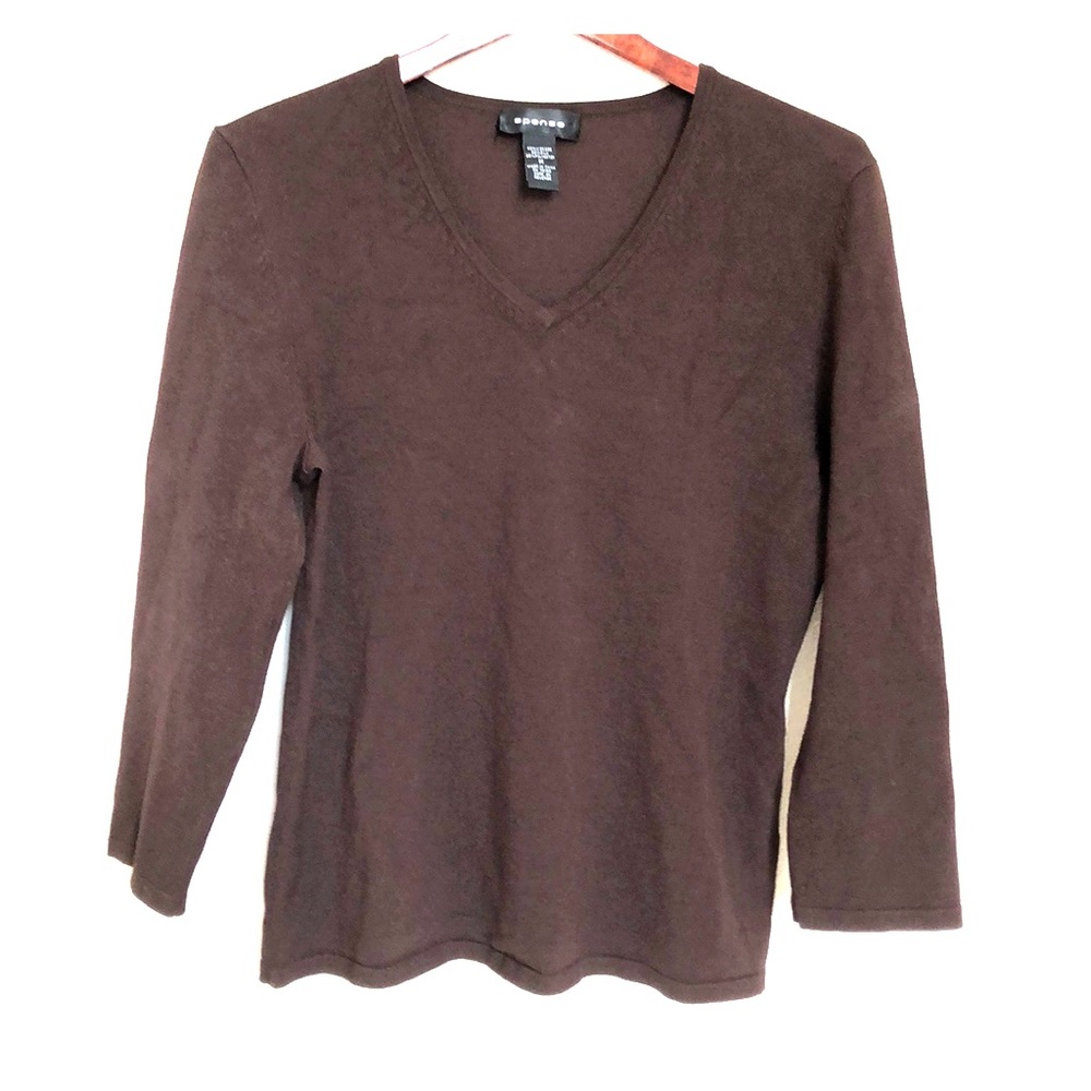 Spence | Long Sleeve Knit V Neck Blouse | M